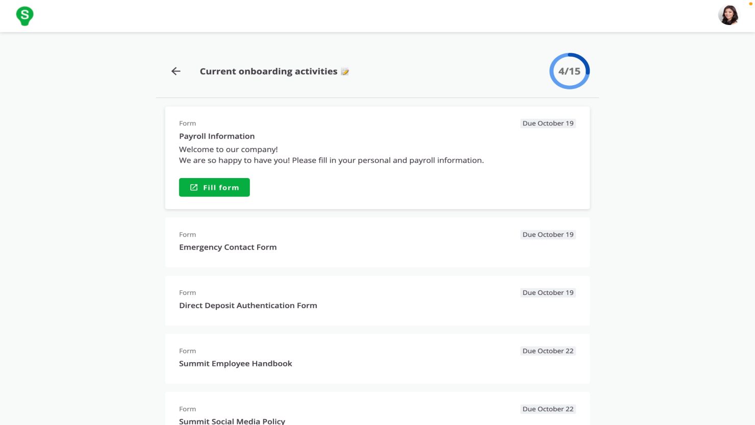 SmartRecruiters Onboarding Candidate View