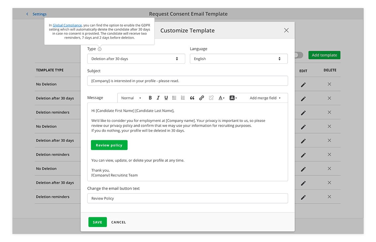 Applicant Tracking System Compliance Configuration