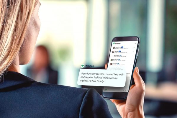 Person holding a smartphone with an AI recruitment chatbot